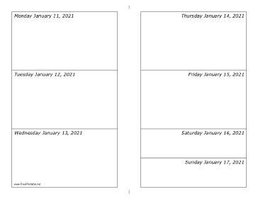 01/11/2021 Weekly Calendar-landscape Calendar