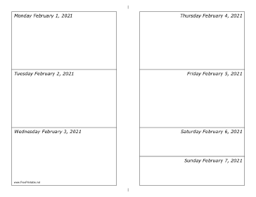 02/01/2021 Weekly Calendar-landscape Calendar