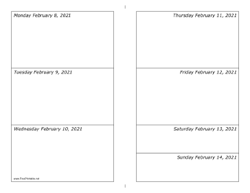 02/08/2021 Weekly Calendar-landscape Calendar