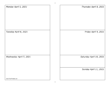 04/05/2021 Weekly Calendar-landscape Calendar