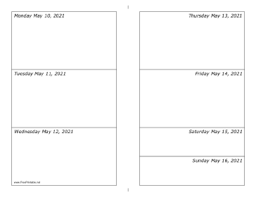 05/10/2021 Weekly Calendar-landscape Calendar