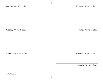 05/17/2021 Weekly Calendar-landscape Calendar