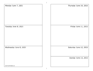 06/07/2021 Weekly Calendar-landscape Calendar