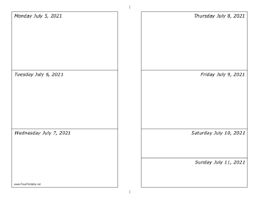 07/05/2021 Weekly Calendar-landscape Calendar