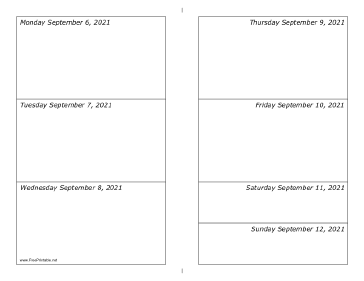 09/06/2021 Weekly Calendar-landscape Calendar