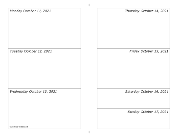 10/11/2021 Weekly Calendar-landscape Calendar