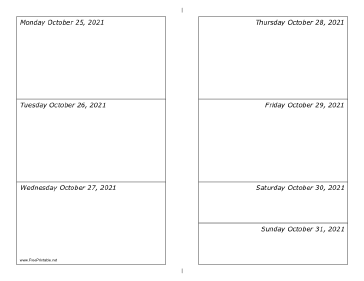 10/25/2021 Weekly Calendar-landscape Calendar