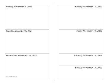 11/08/2021 Weekly Calendar-landscape Calendar