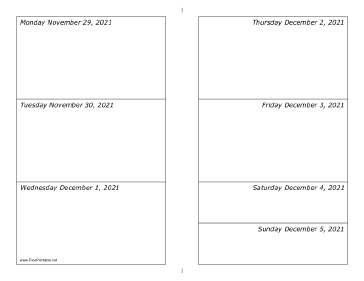 11/29/2021 Weekly Calendar-landscape Calendar