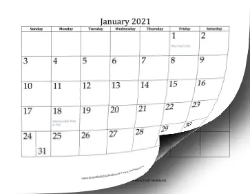 Printable 2021 Calendar 12 Pages