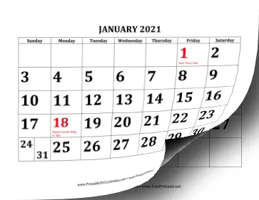 2021 Large Bold Calendar