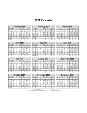 2021 Calendar One Page Vertical Grid Calendar