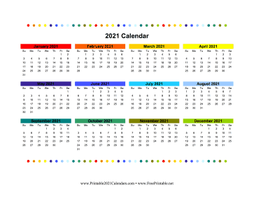 2021 Colorful Calendar Calendar