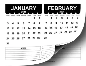 2021 Cute Scallop Calendar Calendar