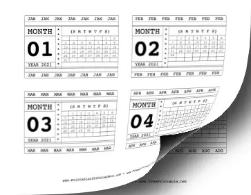 2021 Horizontal Scrapbook Calendar Cards Calendar