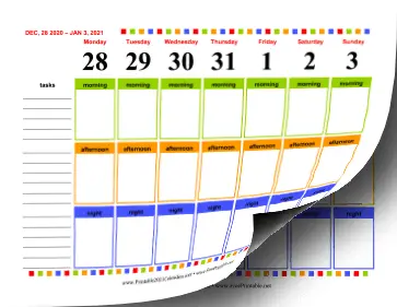 2021 Morning Afternoon Night Calendar Calendar