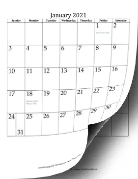 2021 Vertical Calendar