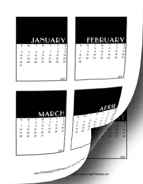 2021 Vertical Scrapbook Calendar Cards Calendar