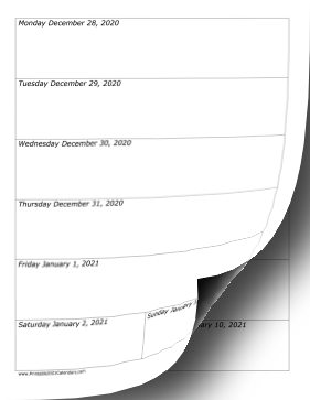 2021 Weekly Calendar-portrait Calendar