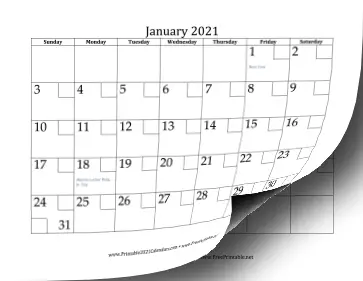 2021 with Checkboxes Calendar