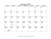 January 2021 Calendar calendar