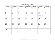 February 2021 Calendar calendar