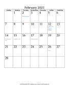 February 2021 Calendar (vertical) calendar