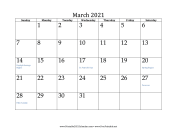 March 2021 Calendar calendar