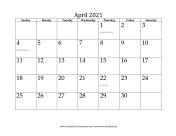 April 2021 Calendar calendar