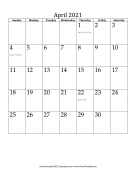 April 2021 Calendar (vertical) calendar