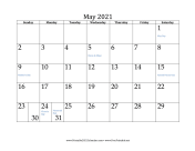 May 2021 Calendar calendar