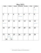 May 2021 Calendar (vertical) calendar