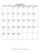 June 2021 Calendar (vertical) calendar