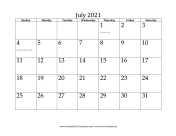 July 2021 Calendar calendar
