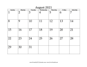 August 2021 Calendar calendar