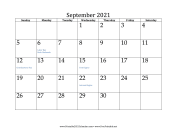 September 2021 Calendar calendar