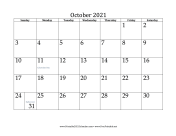 October 2021 Calendar calendar