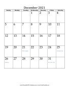 December 2021 Calendar (vertical) calendar