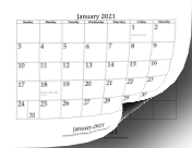 2021 Bottom Month calendar