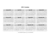 2021 Calendar One Page Horizontal Grid Descending Monday Start calendar
