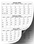 2021 Calendar Three Months Per Page calendar