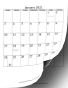 2021 Vertical calendar